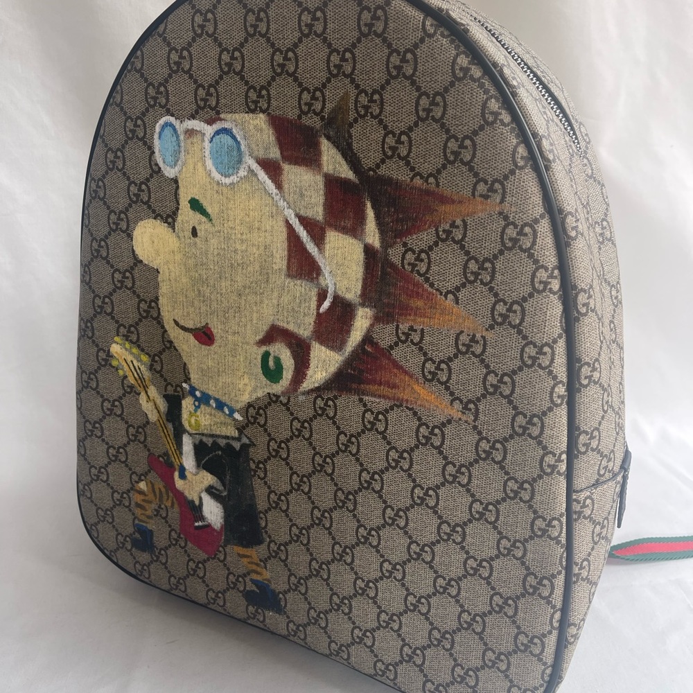 COPY - $1290 Gucci Brown Coated Canvas Punky FriendGRG Web Straps Backpack 4335… - Picture 8 of 17